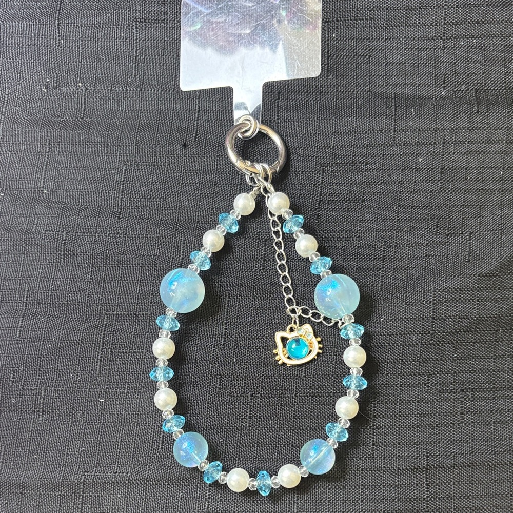 Hello Kitty Blue and White Keychain/Phone wrist accessory 💙